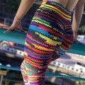 Padrões elegantes de cordão de cintura alta personalizados calças de ioga leggings ginástica fitness collants femininos